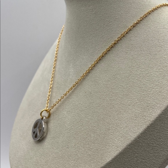 Peace Love World Two Tone Brass I Am Peace Necklace 18”L NIB Retro Bohemian - Picture 2 of 9